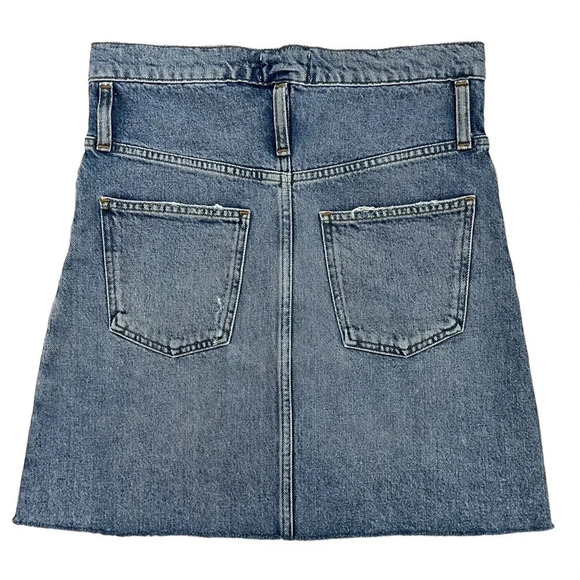 AGOLDE 90's Denim Mini Jean Skirt High Waisted Blue Cotton Festival Size 24 - Picture 6 of 13